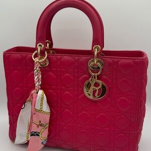 Dior - Lady Dior Large Hot Pink
